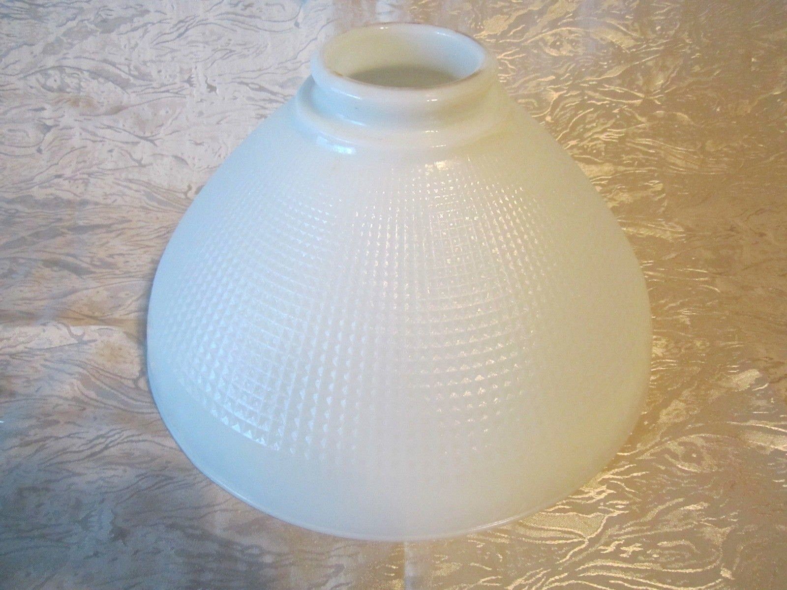 Vntg 10" Corning White Milk Glass Waffle Diffuser Torchiere Floor Lamp