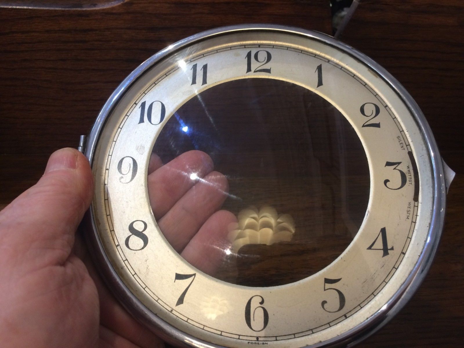 CONVEX CLOCK BEZEL GLASS ANTIQUE DIAMETER 150mm in frame 160 mm