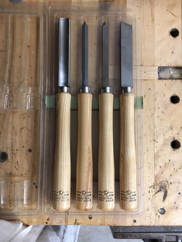 Set of 4 Buck Bros Wood Lathe Turning Carving Tools Chisel Gouges USA
