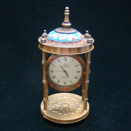 Collectible Handmade Carving Statue Copper Cloisonne Mechanical Clock ...