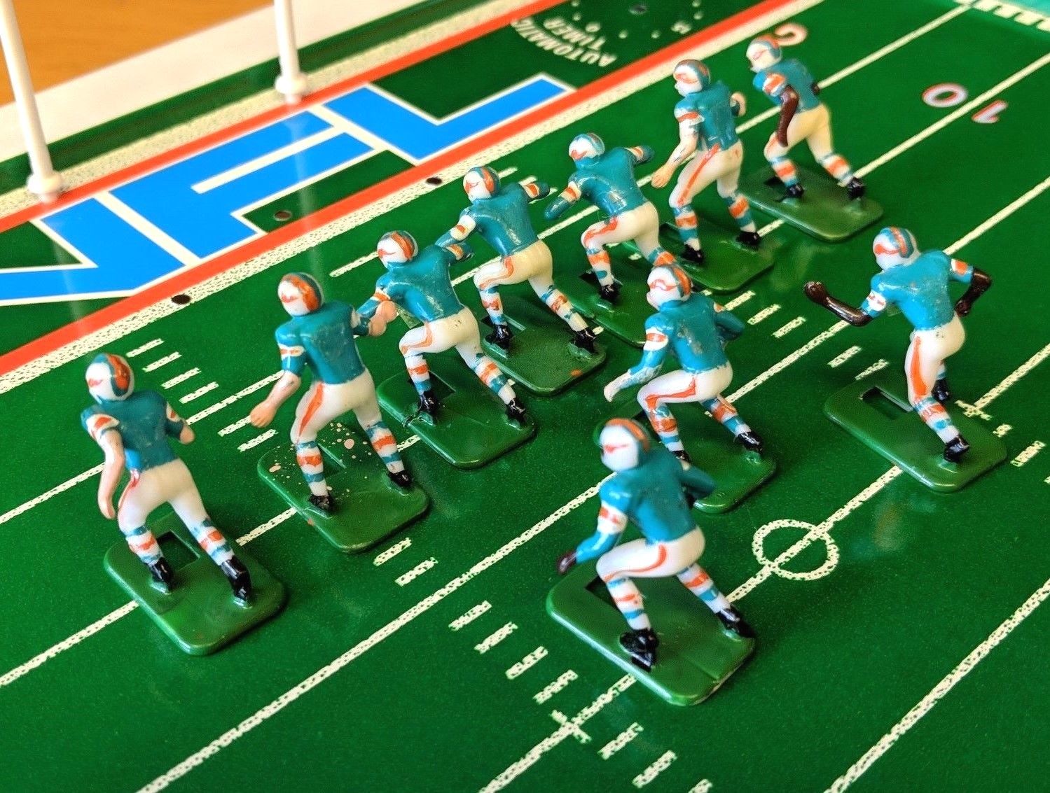 10 Rare Tudor Electric Football Dolphins Orange Dolphin Black