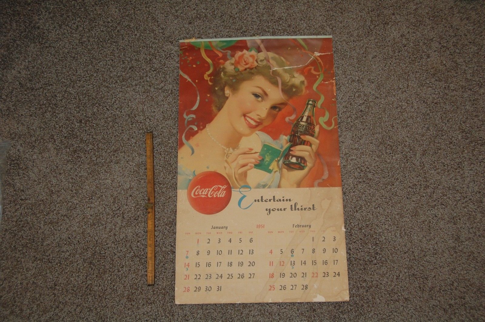 Coke Coca Cola 1951 Calendar Complete Antique Price Guide Details Page