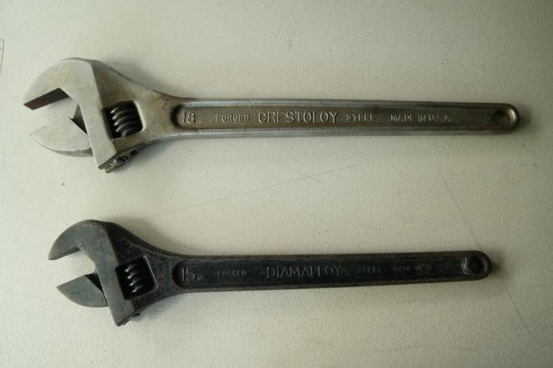 Vintage Crescent 18" and Diamalloy 15" Inch Adjustable Wrenches 2 total