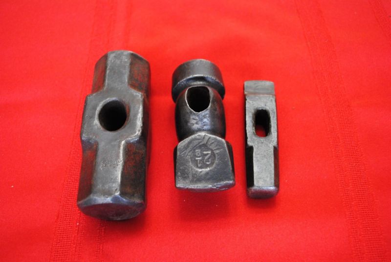 Three Vintage Blacksmith Hammer Heads, Old Tools Antique Price Guide
