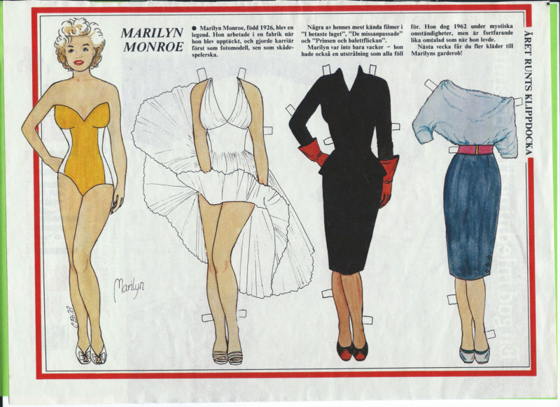 marilyn monroe paper dolls