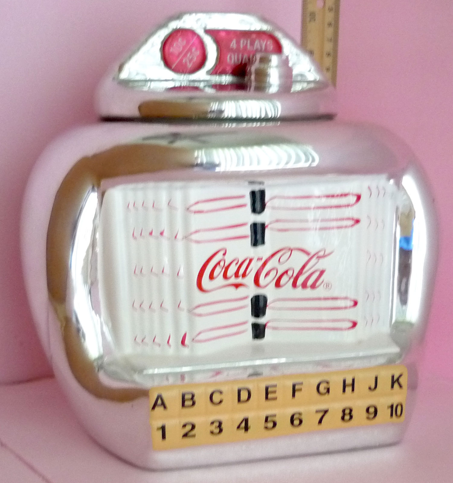 Gibson CocaCola Ceramic Chrome Finish Juke Box Panel Cookie Jar With