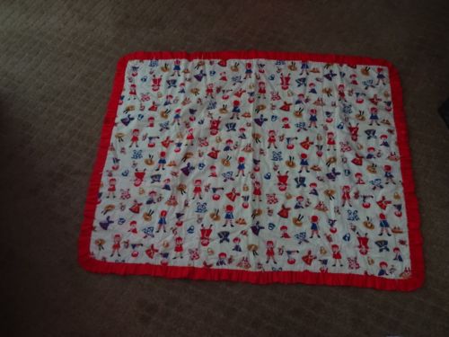 Vintage Handmade Baby Comforter Quilt W Paper Dolls Accessories