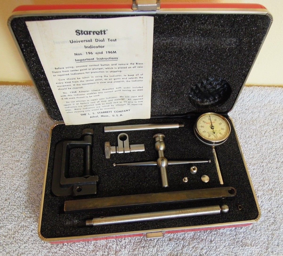 Vintage starrett universal dial test indicator 196a antique price