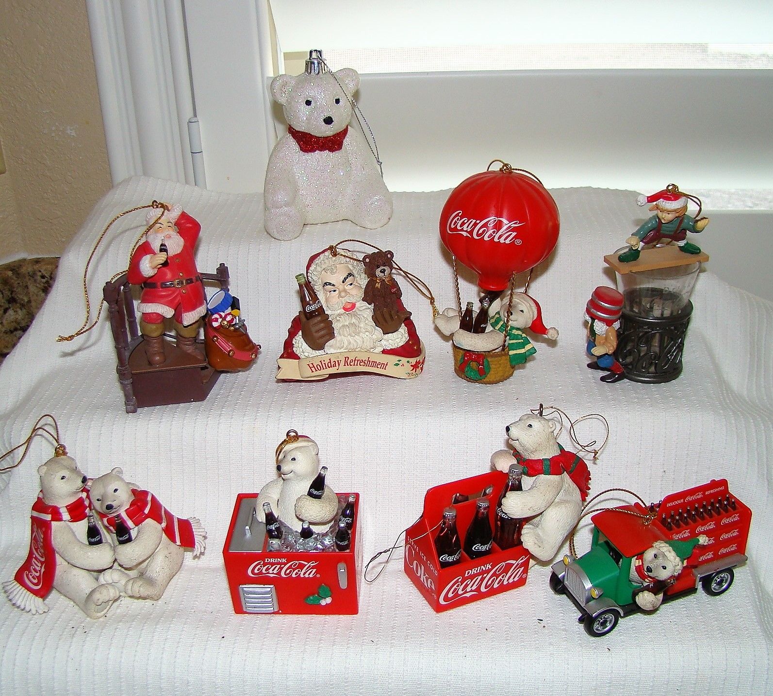 Lot 9 Coca Cola /Coke Christmas Ornaments BearsSanta Advertising