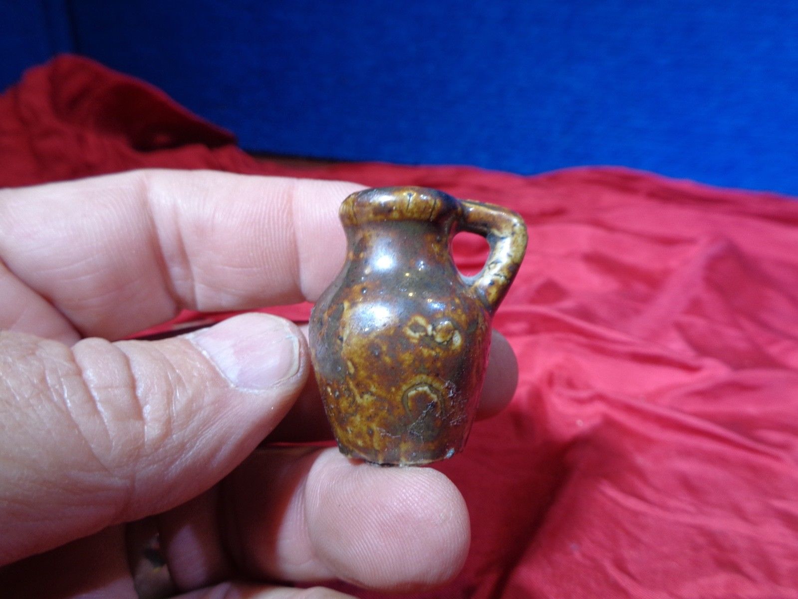 ANTIQUE TINY MINIATURE POTTERY STONEWARE JUG 1 Antique Price Guide Details Page