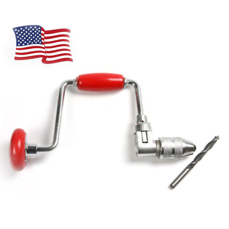 Brace Jaw Chuck Wood Working Handle Boring Drilling Hand Tool + Twist