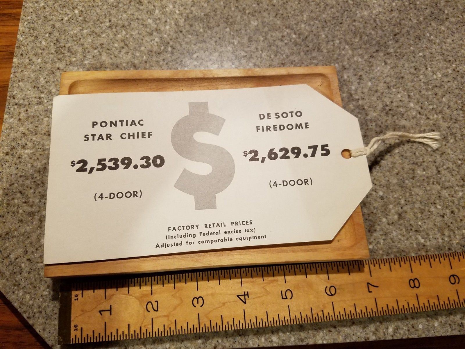 vintage Desoto advertising retail hang tag Desoto Firedome Antique