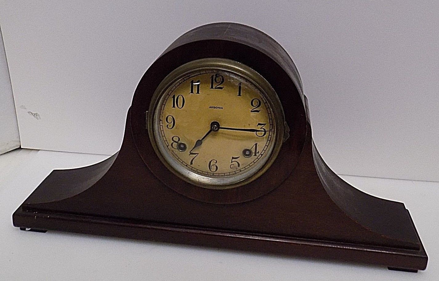 Antique Ansonia LARCHMONT Tambour wind up Mantel Shelf Clock A22