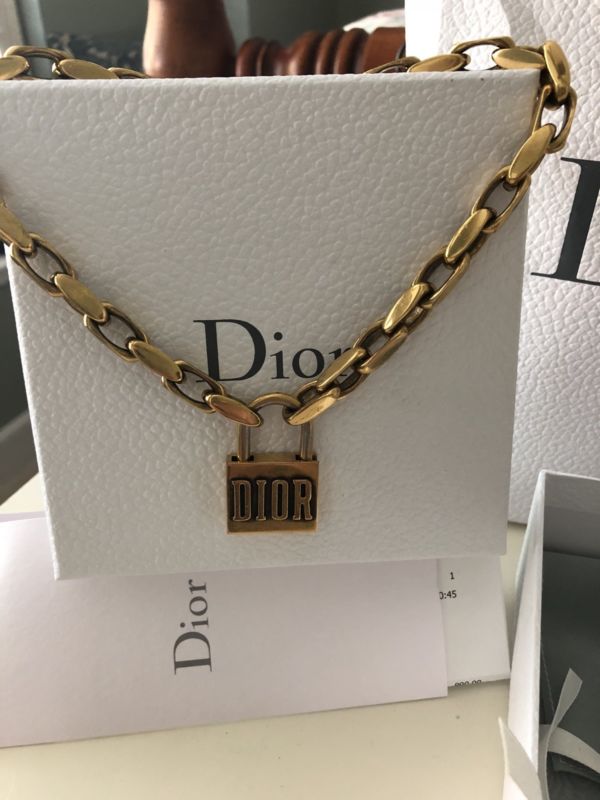 dior necklace padlock