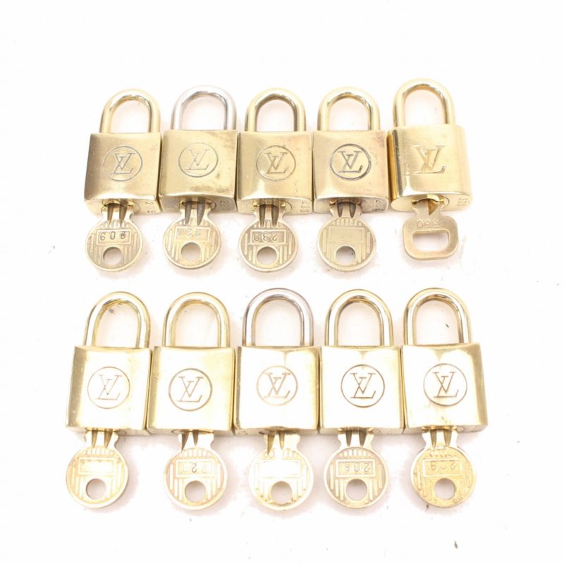 Authentic Louis Vuitton Padlock Set of 10Pairs Gold 267966 Antique