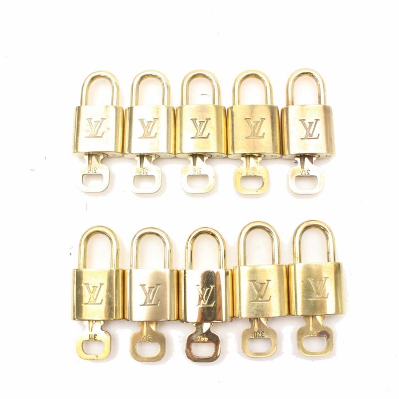 Authentic Louis Vuitton Padlock Set of 10Pairs Gold 277238 Antique