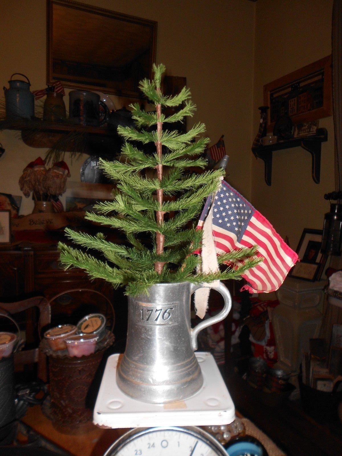 Primitive Table Top Christmas Tree in 1776 PewterSimpleFarmhouse