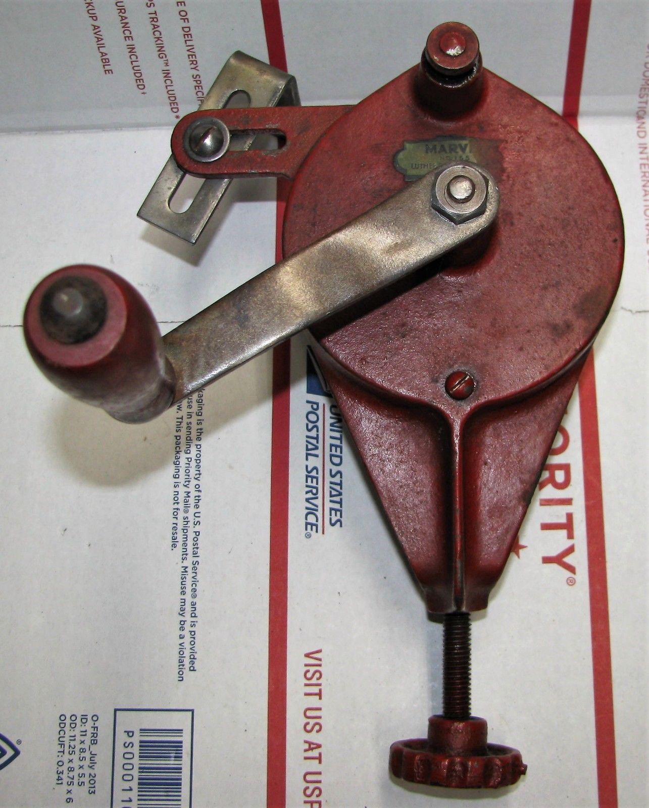 Vintage Clamp On Hand Crank Grinding Wheel, Sharpening Stone, Bench