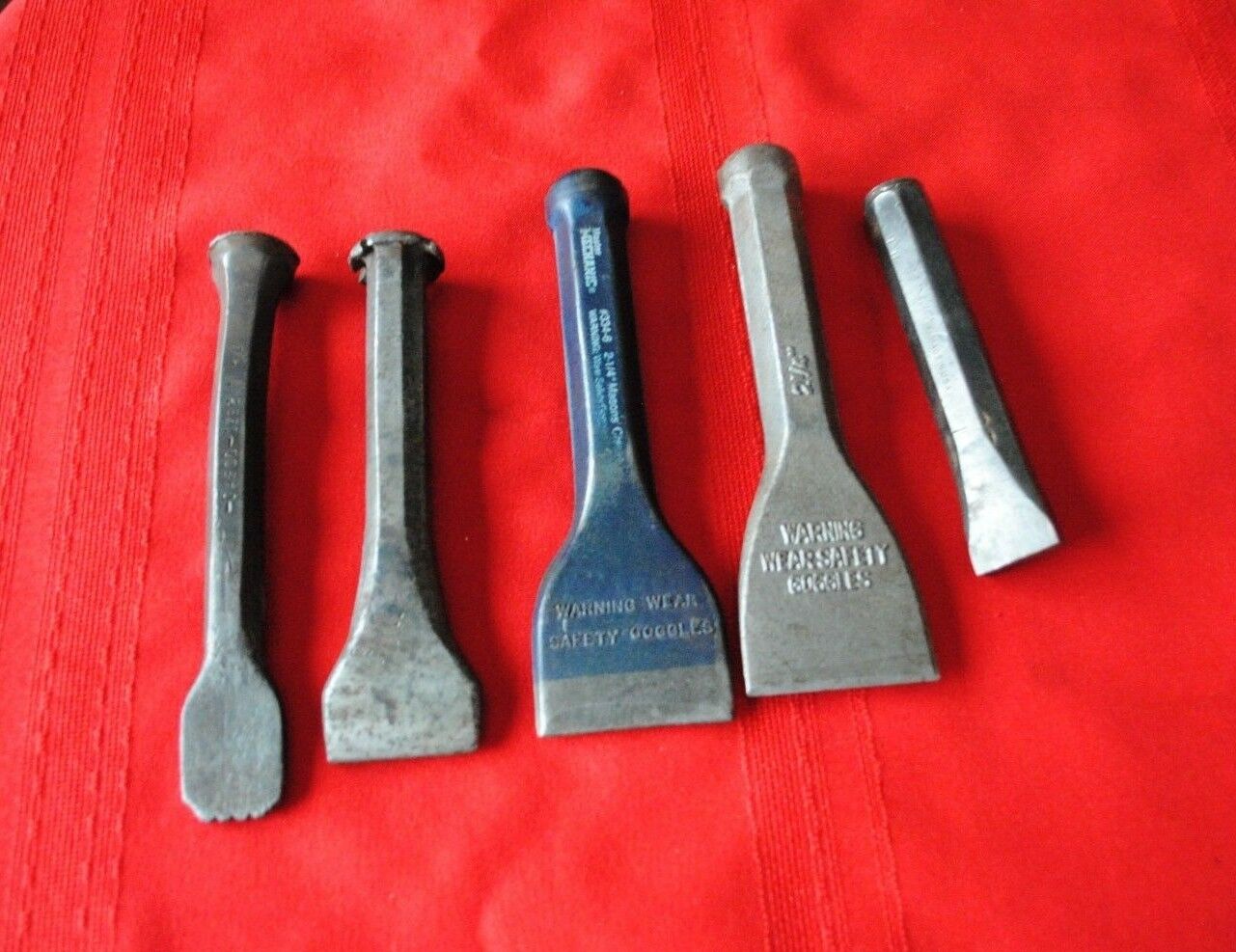 Five Vintage Masonry Rock Brick Chisels, Old Tools Antique Price