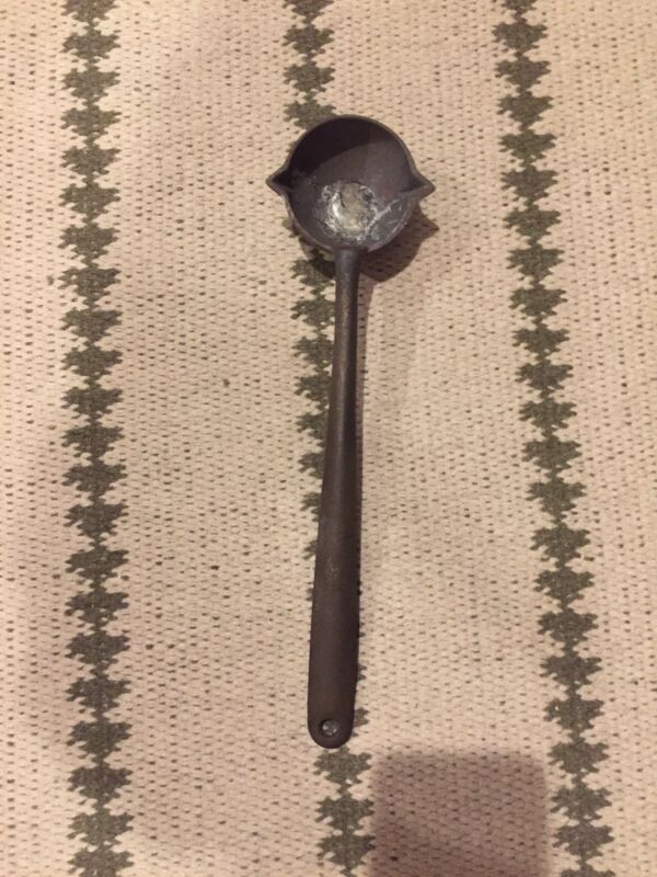 Vintage Antique Cast Iron Lead Ladle Spoon Smelting Double Spout