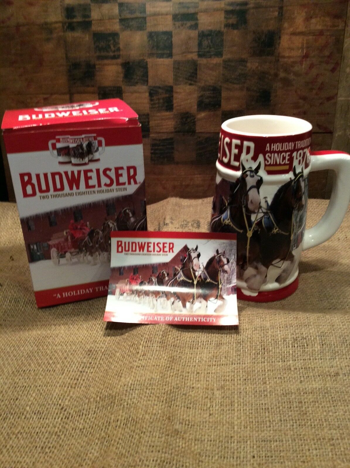 2018 Budweiser Holiday Stein Christmas Beer Mug Annual series Holiday