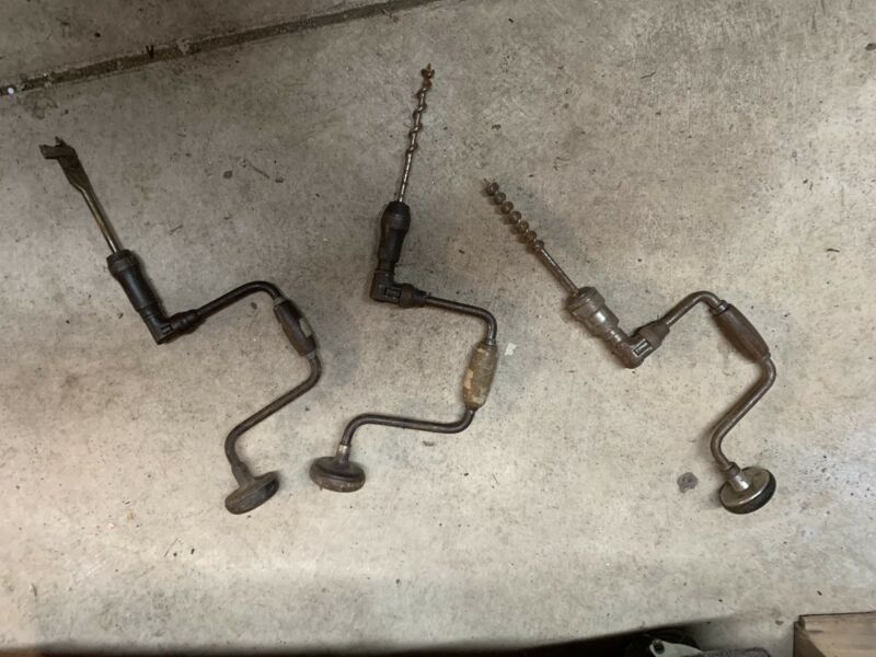 Vintage Manual Hand Crank Drill Wooden Handle Tool Antique Price Guide Details Page