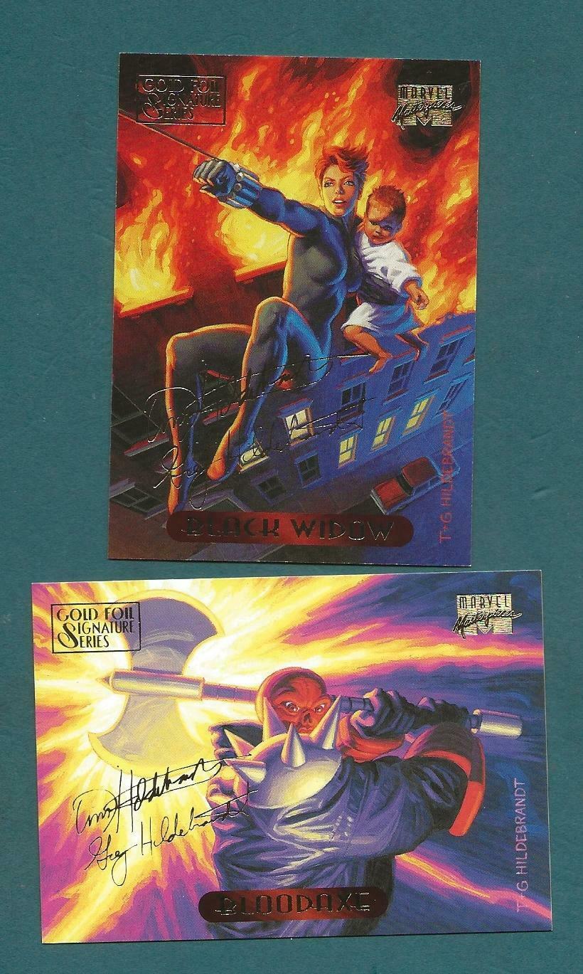 1994 Fleer Marvel Masterpieces Gold Foil Signature Series Card 9 & 15