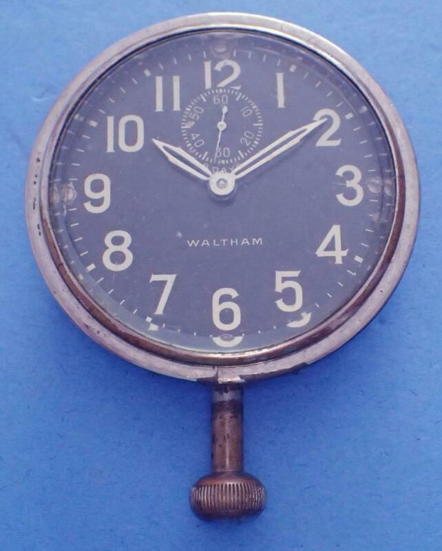ANTIQUE WALTHAM 8DAY CAR CLOCK BLACK DIAL SUBSECONDS 4 RESTORATION OR