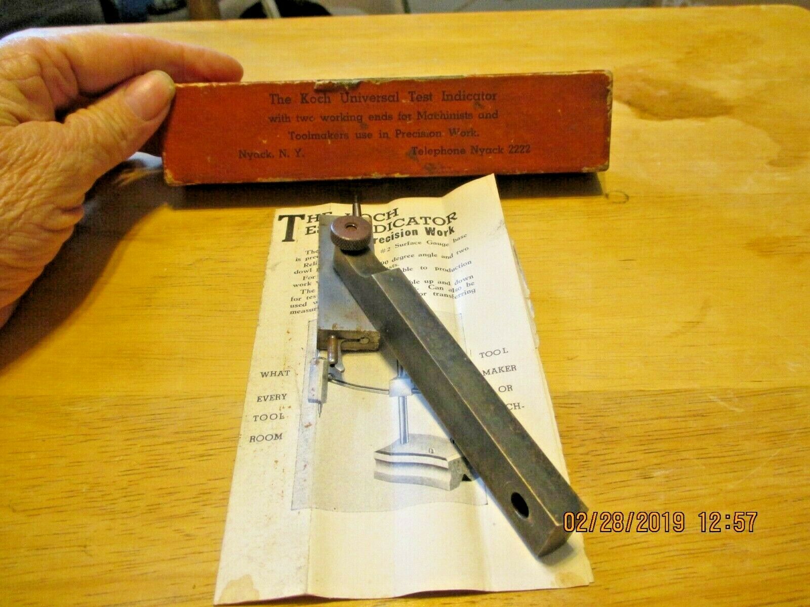 Vintage Koch Universal Test Indicator for toolmakers Nyack NY Patent