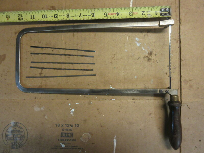 vintage millers falls 12" deep cut coping saw fret saw 6 blades wood