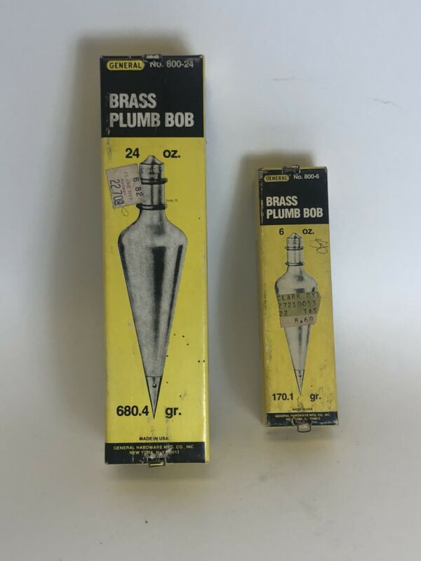 Two Antique Brass Plumb Bob 24oz And 6oz Excellent Condition In Original Box Antique Price 
