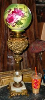 antique guide lions banquet onyx magnificent globe completed lamp feet floral oil