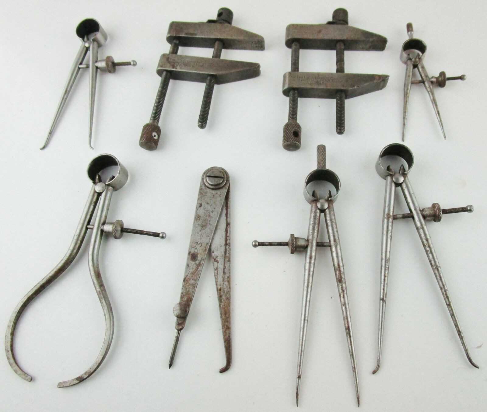 Vtg Lufkin Rule Co. Starrett Machinist Tool Lot Dividers Compass