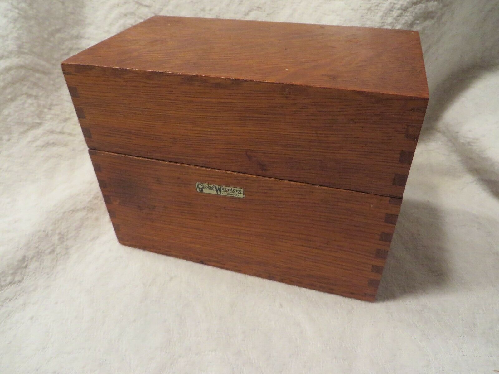 Vintage Globe Wernicke Wood Recipe Index Card Box with Recipes No. 83 C