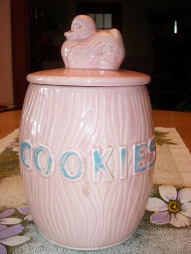 Vintage McCoy Cookie Jar Pink Duck Barrel K26 USA -- Antique Price