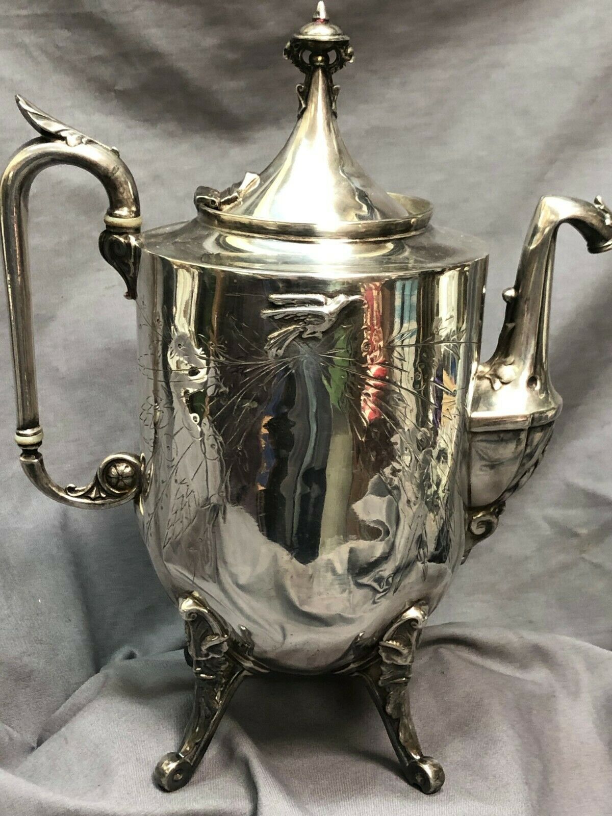 Antique, Reed & Barton Silver plate teapot, From 1871, 2576 Design
