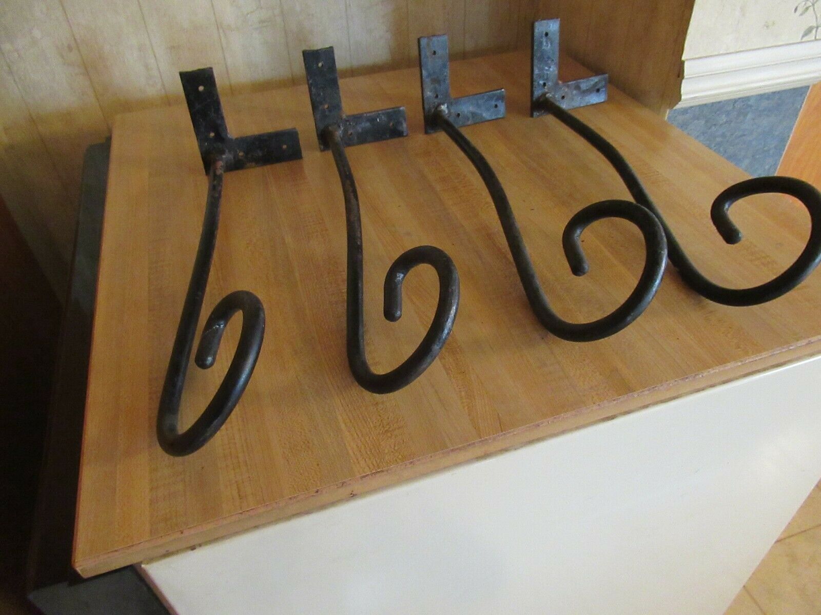 Vintage heavy duty wrought iron 15 in. table or bench legs Antique