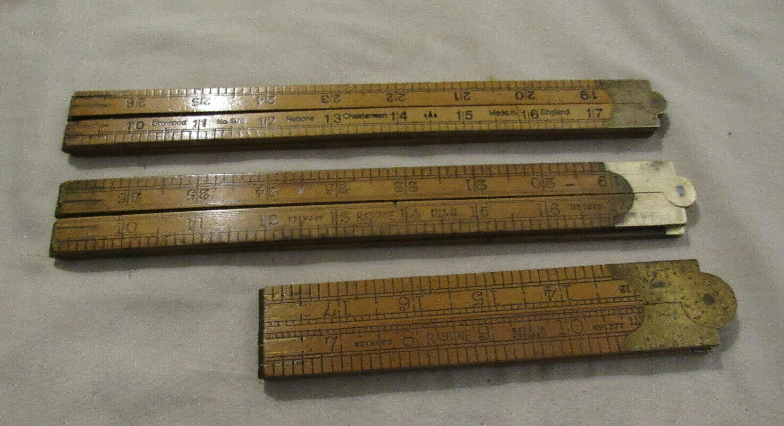 3 old wooden folding rules woodworking tools vintage tools ruler