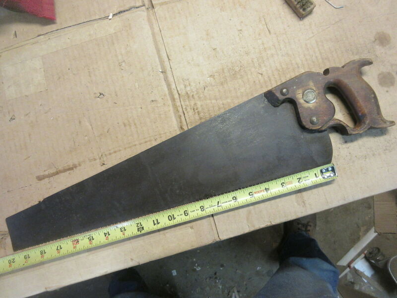 vintage disston hand saw 20" long blade 10 teeth per inch antique old