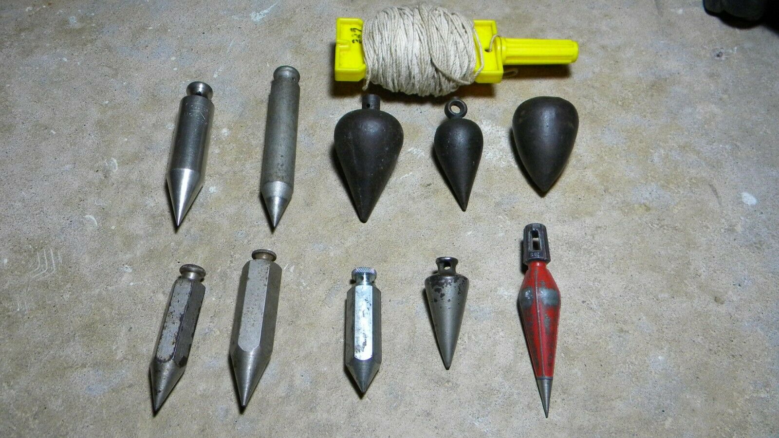 Antique Iron Steel plumb Bob Lot Millers Falls Lutz Stanley 10Pcs