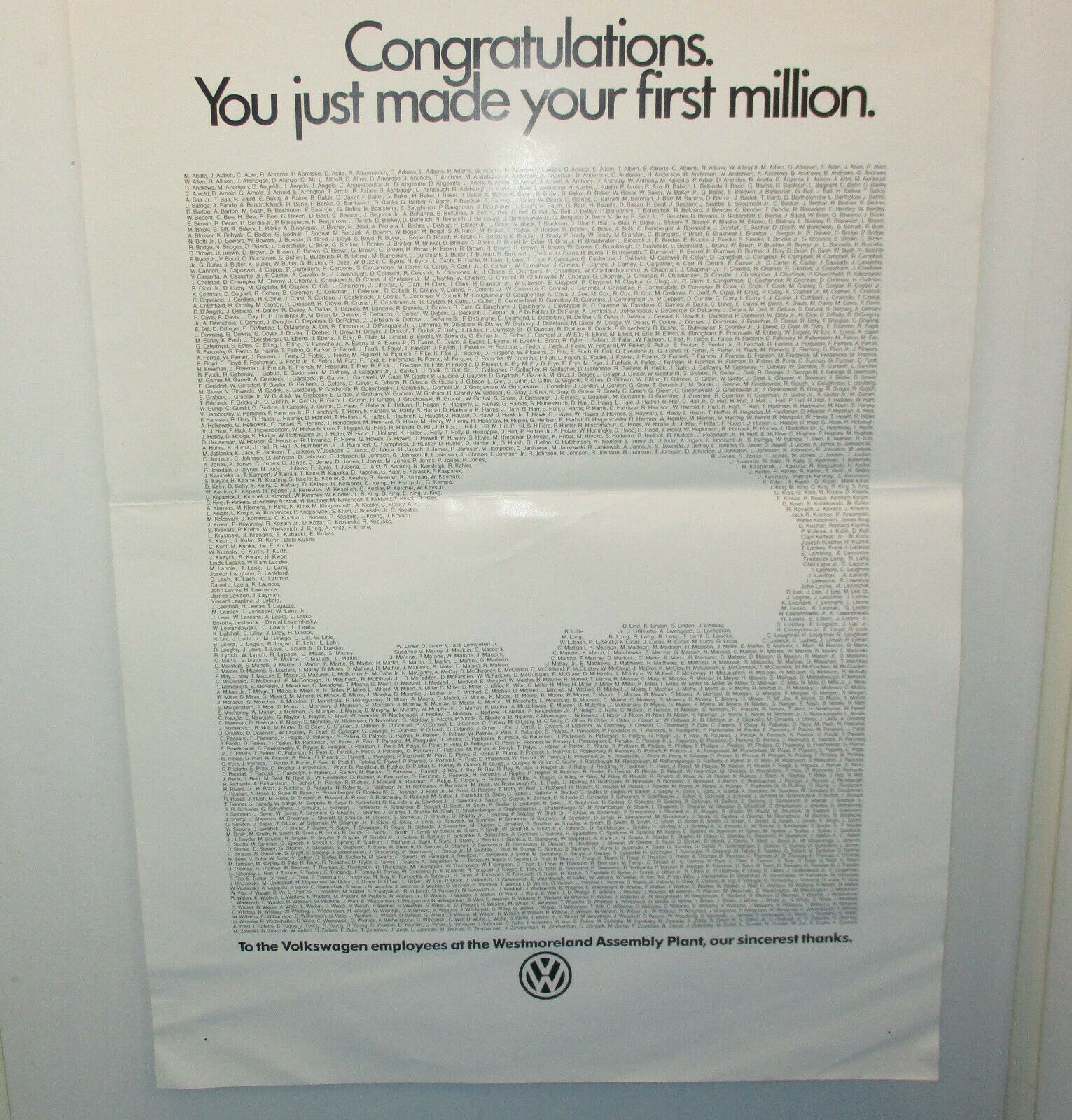 2 VINTAGE VW OF WESTMORELAND NEW STANTON, EMPLOYEES