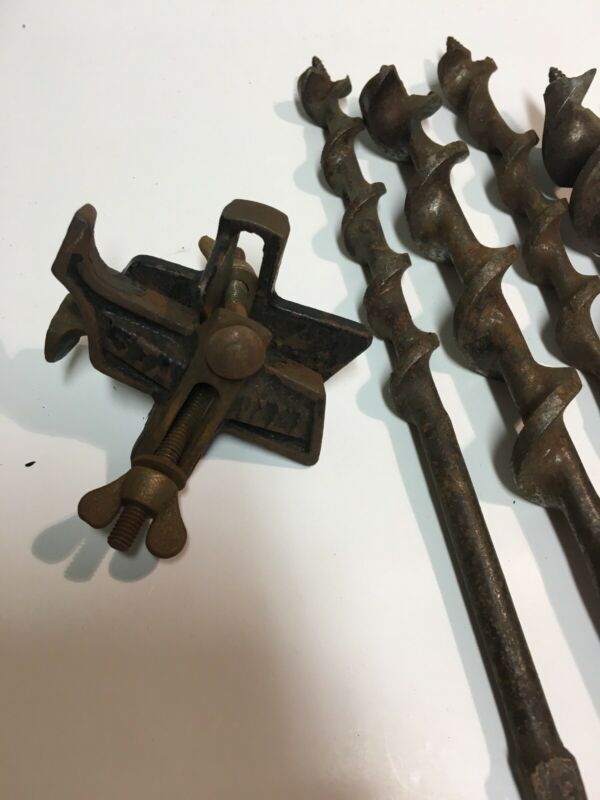 STANLEY C 575 ADJUSTABLE AUGER BIT GAUGE DEPTH STOP and Vintage BITS