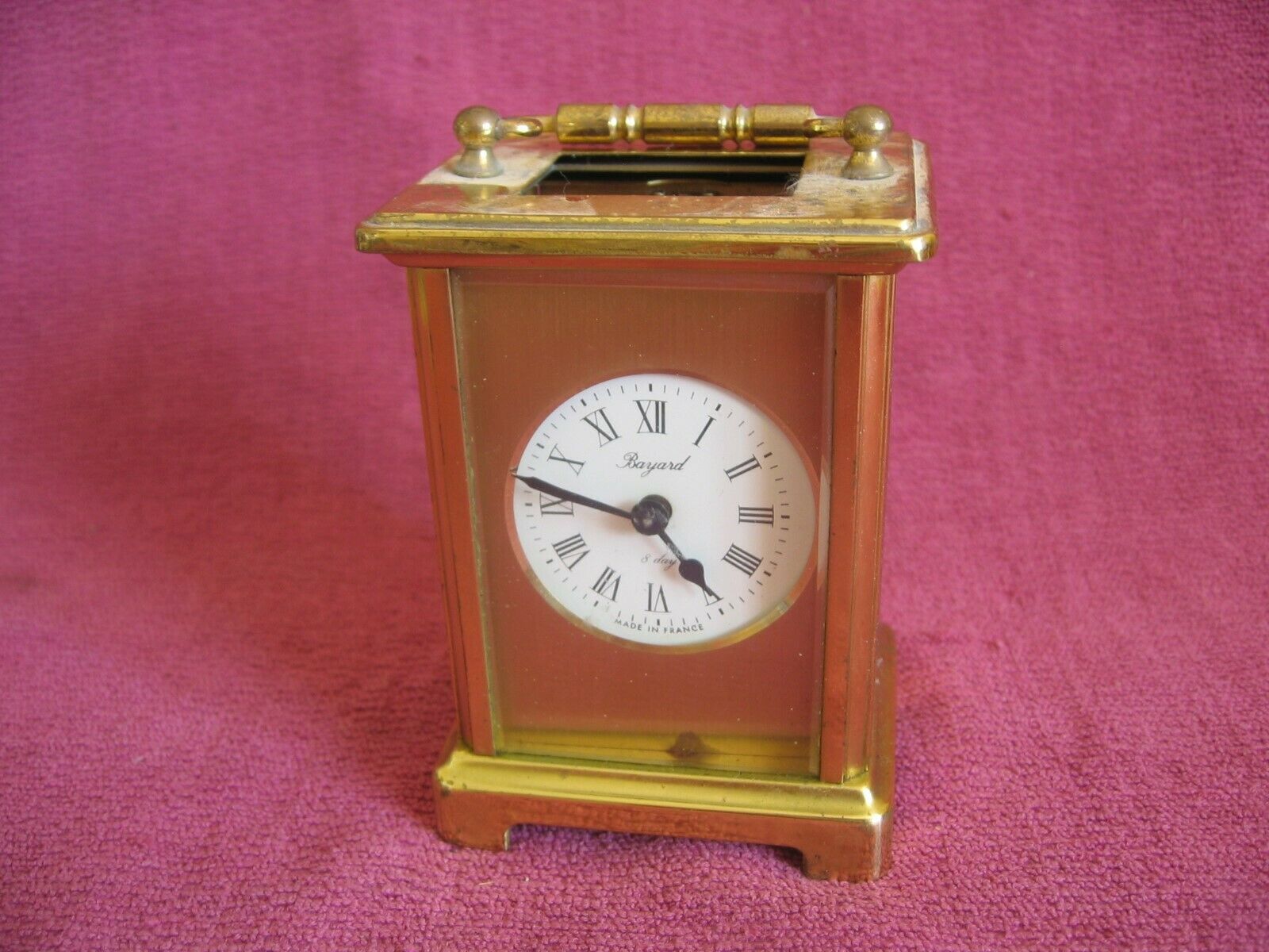 Vintage Bayard Brass & Glass Cased 8 Day Carriage Mantle Clock Spares