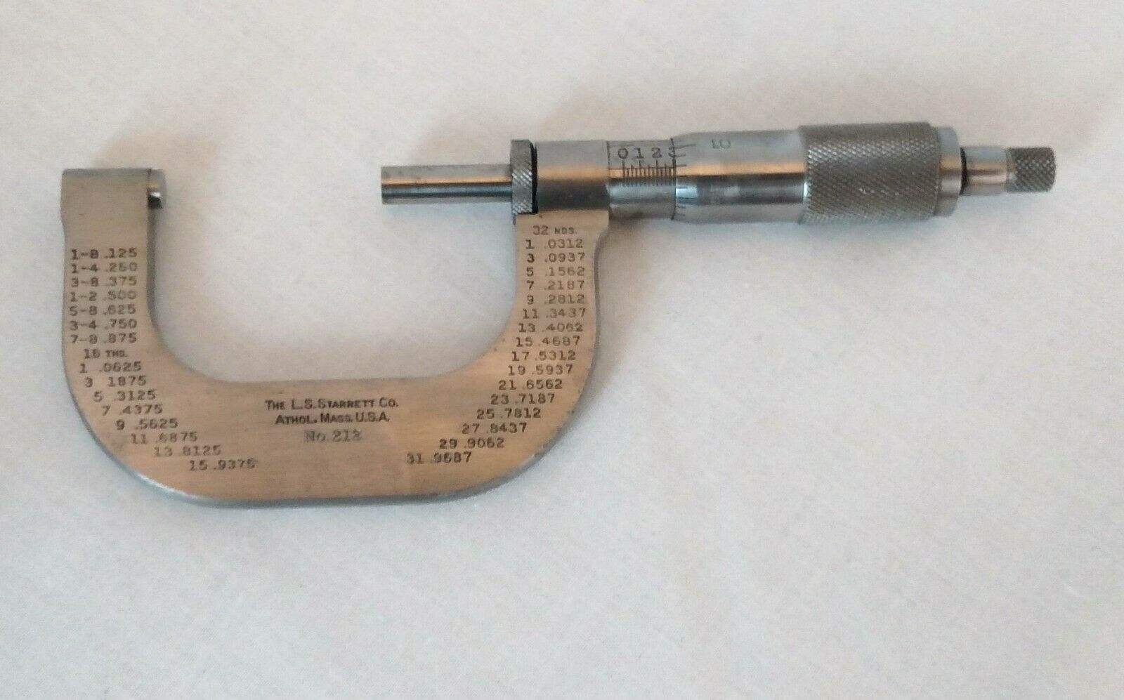 Starrett No.213 Vintage Micrometer 12" in Vintage Box Antique Price Guide Details Page