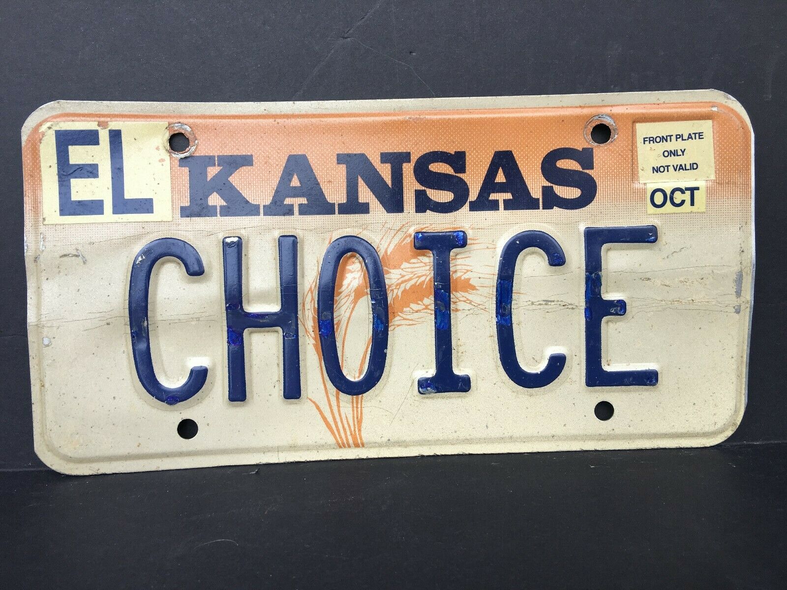 KS vanity CHOICE Kansas license plate* women rights abortion Antique