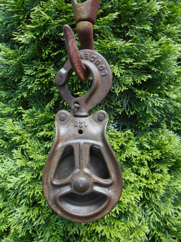 Antique Cast Iron Louden Hay trolley pulley Farm Barn Tool Primitive