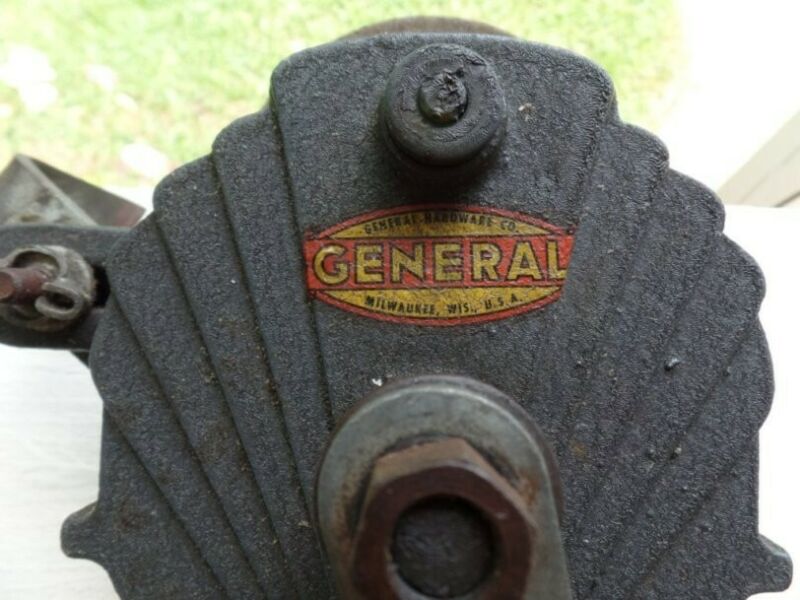 VINTAGE GENERAL HAND CRANK GRINDER WITH 4'''' WHEEL BY GENERAL HARDWARE