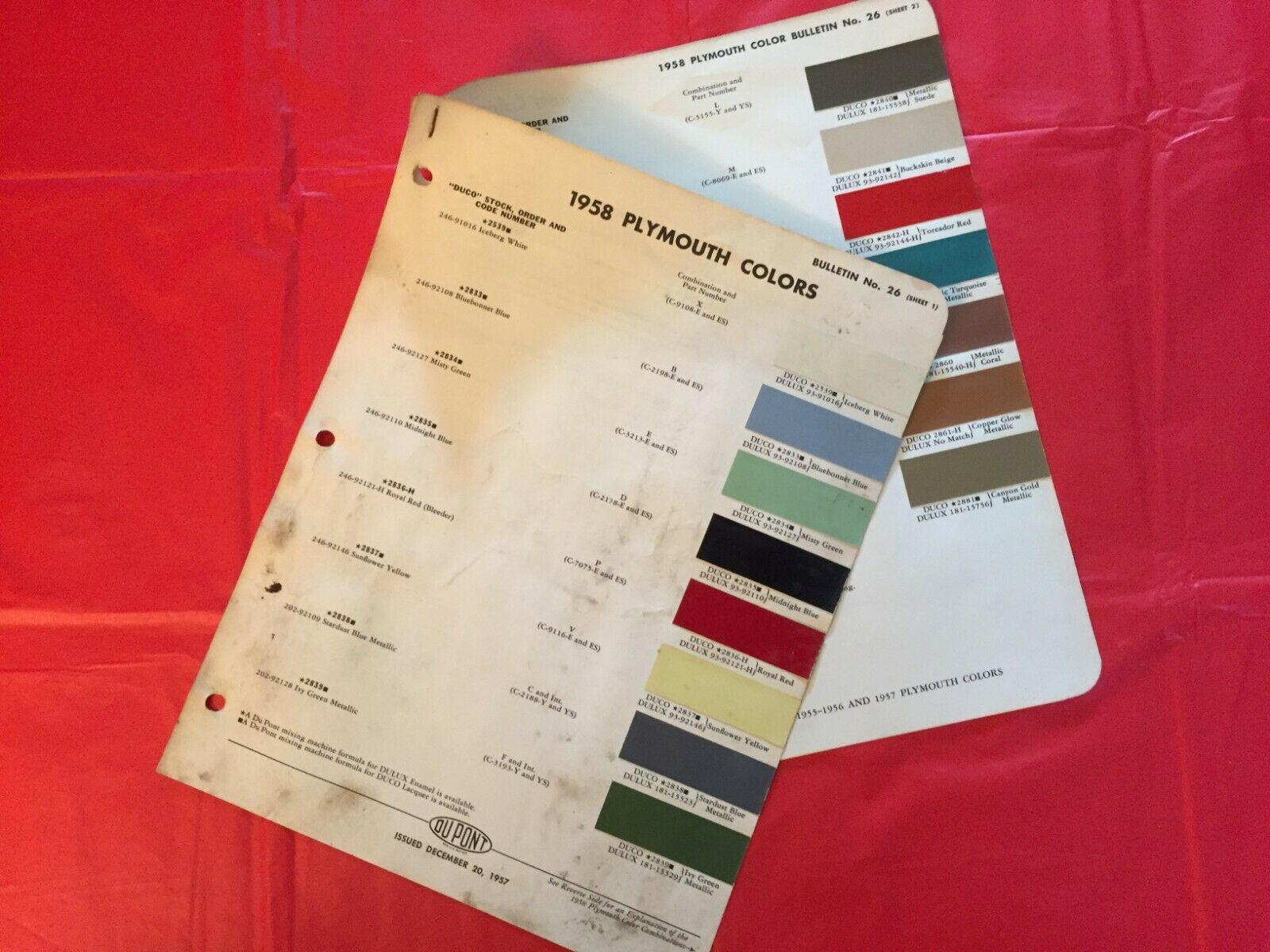 LOT 21958 Plymouth "Colors Paint Chips" Car Dealer Sales Brochures