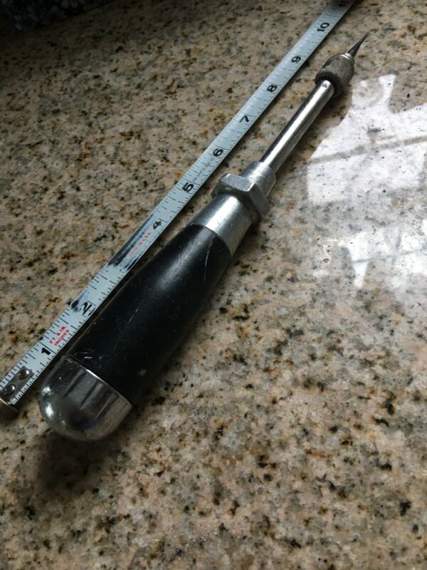 Vintage Yankee Small Spiral Ratchet Screwdriver 7 Wood Bits Wood