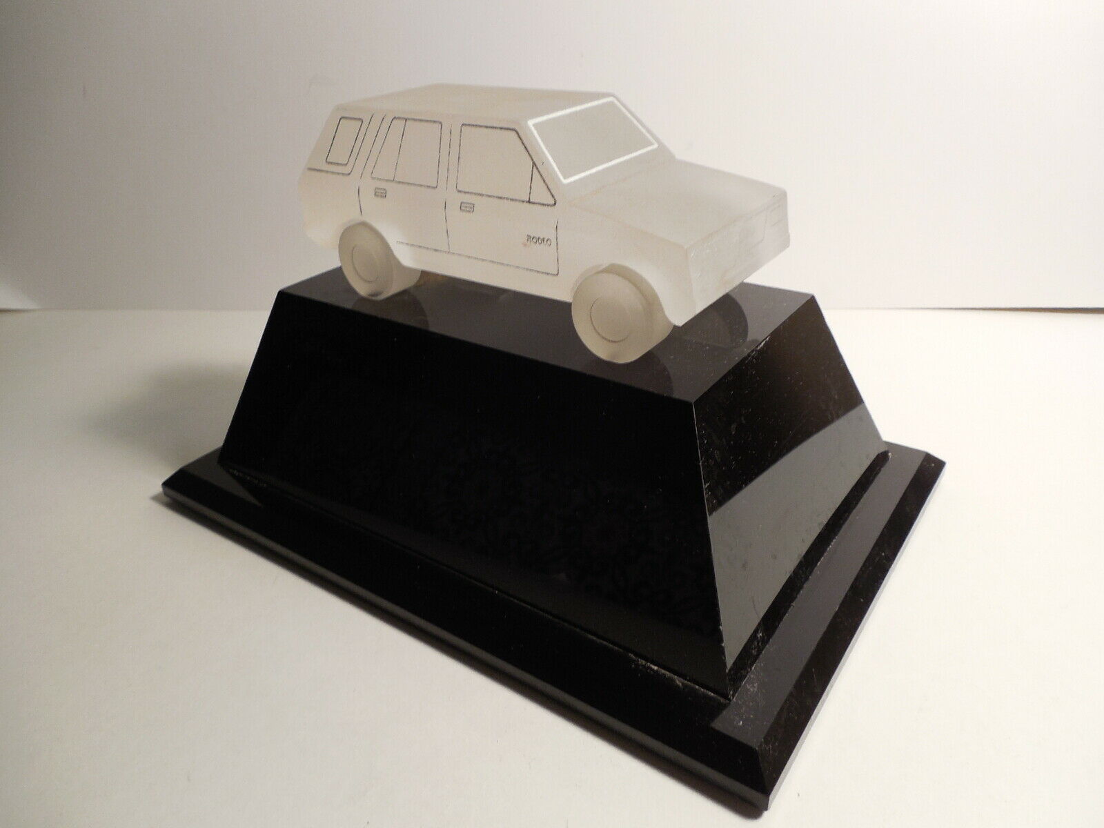 Frosted Glass "Isuzu" Rodeo Car Dealership Display on Base 5 1/2 x 9 1/